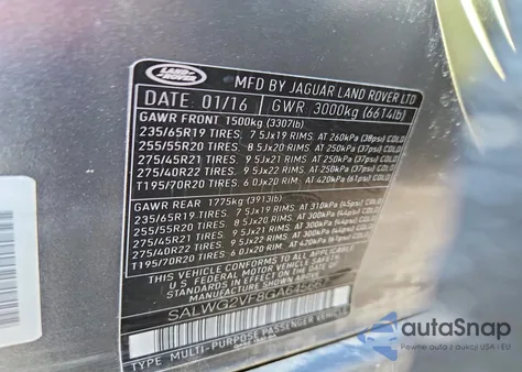 2016 Land Rover Range Rover Sport Se from USA, damaged, VIN SALWG2VF8GA645667